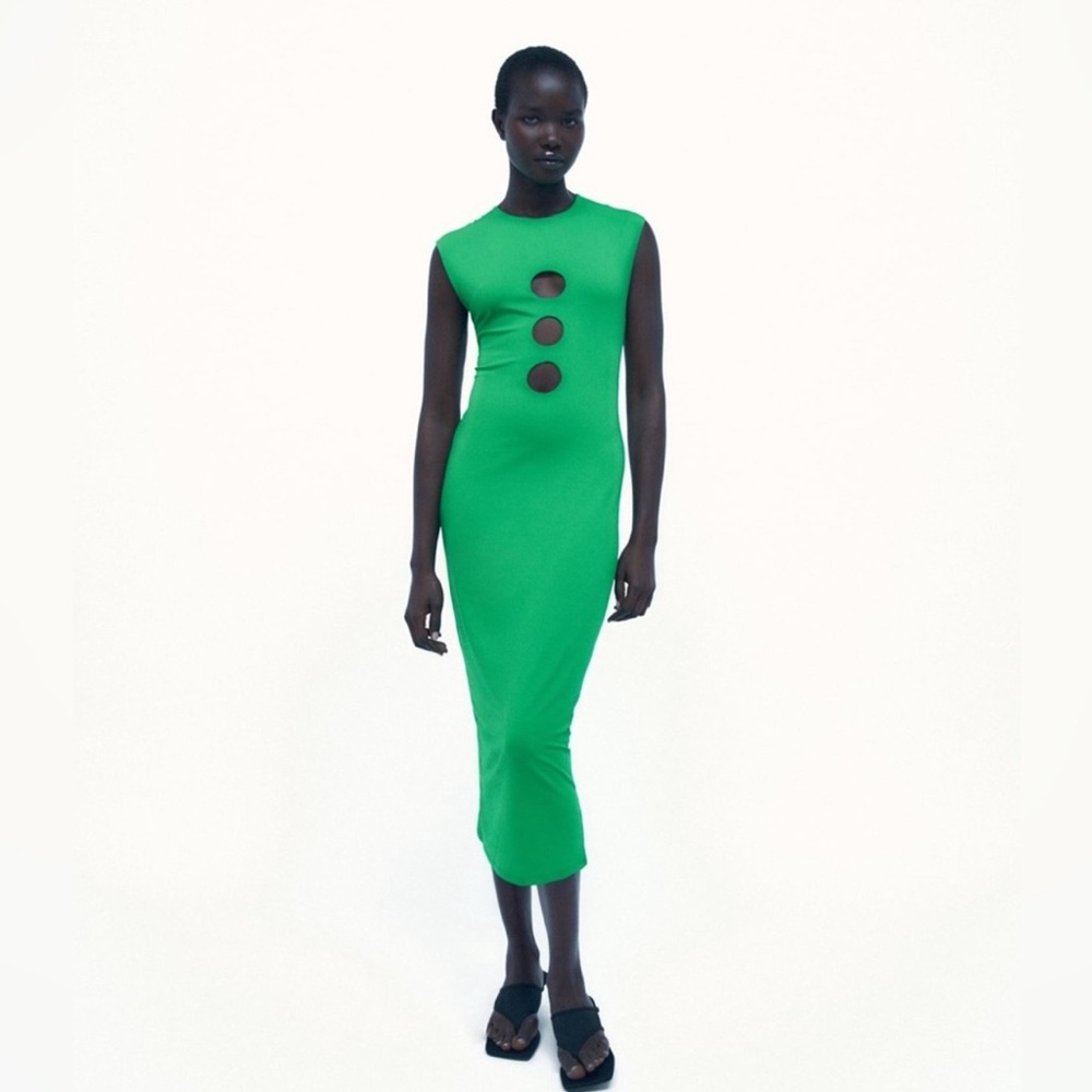 Zara Vibrant Green Midi Dress